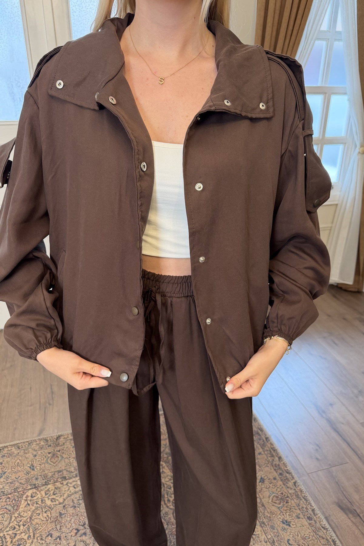 APOLET DETAY TENCEL BOMBER CEKET PANTOLON TAKIM