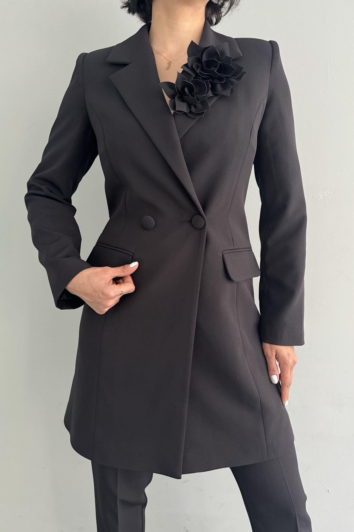 ÇİÇEK BRONŞLU PANTOLONLU TAKIM