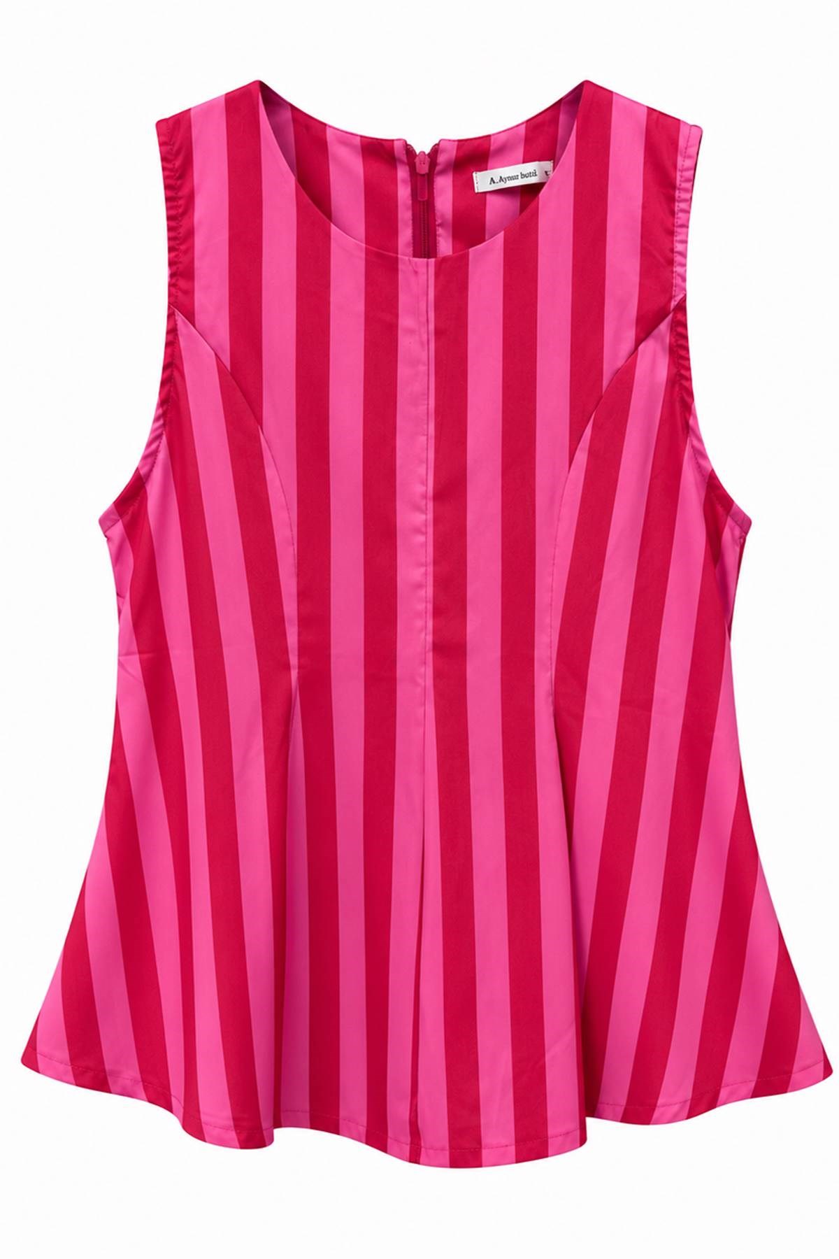 ÇİZGİ DETAY PEPLUM BLUZ PANTOLON TAKIM