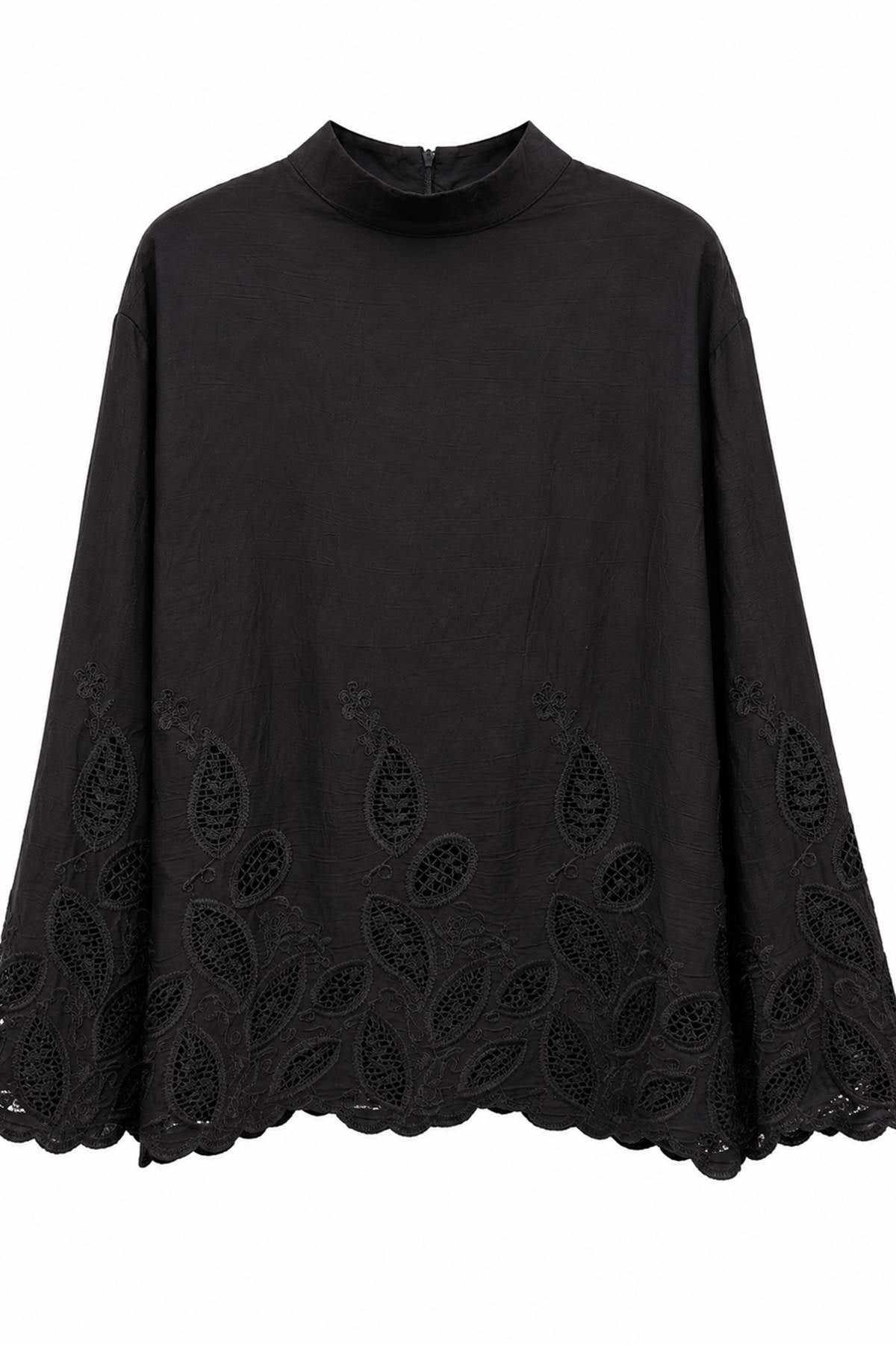 ETEĞİ BRODE İŞLEMELİ BLUZ PANTOLON TAKIM