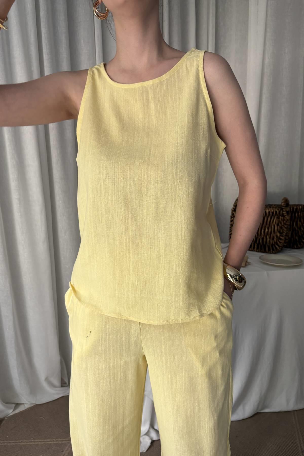 KETEN BLUZ PANTOLON TAKIM