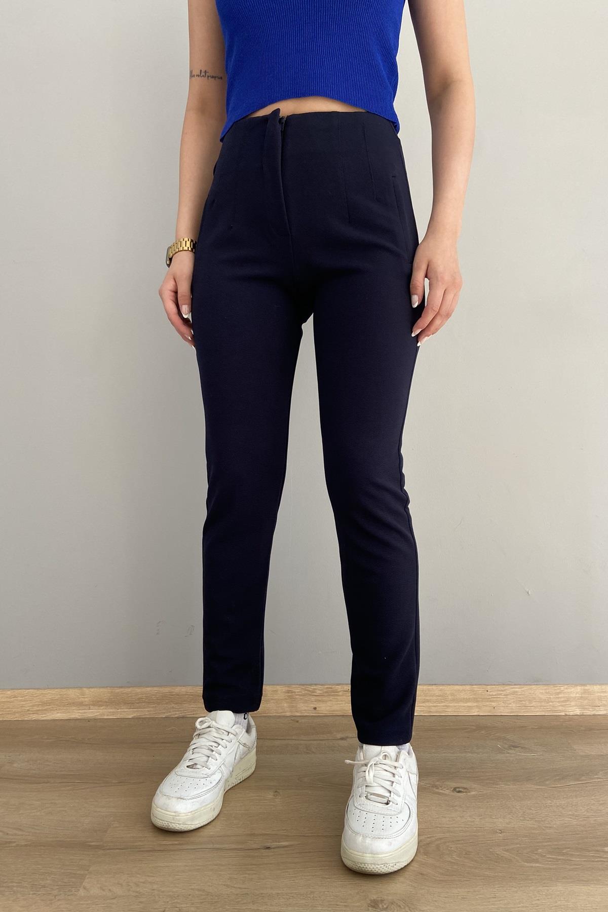 NERVÜRLÜ CREP FUL LİKRA PANTOLON