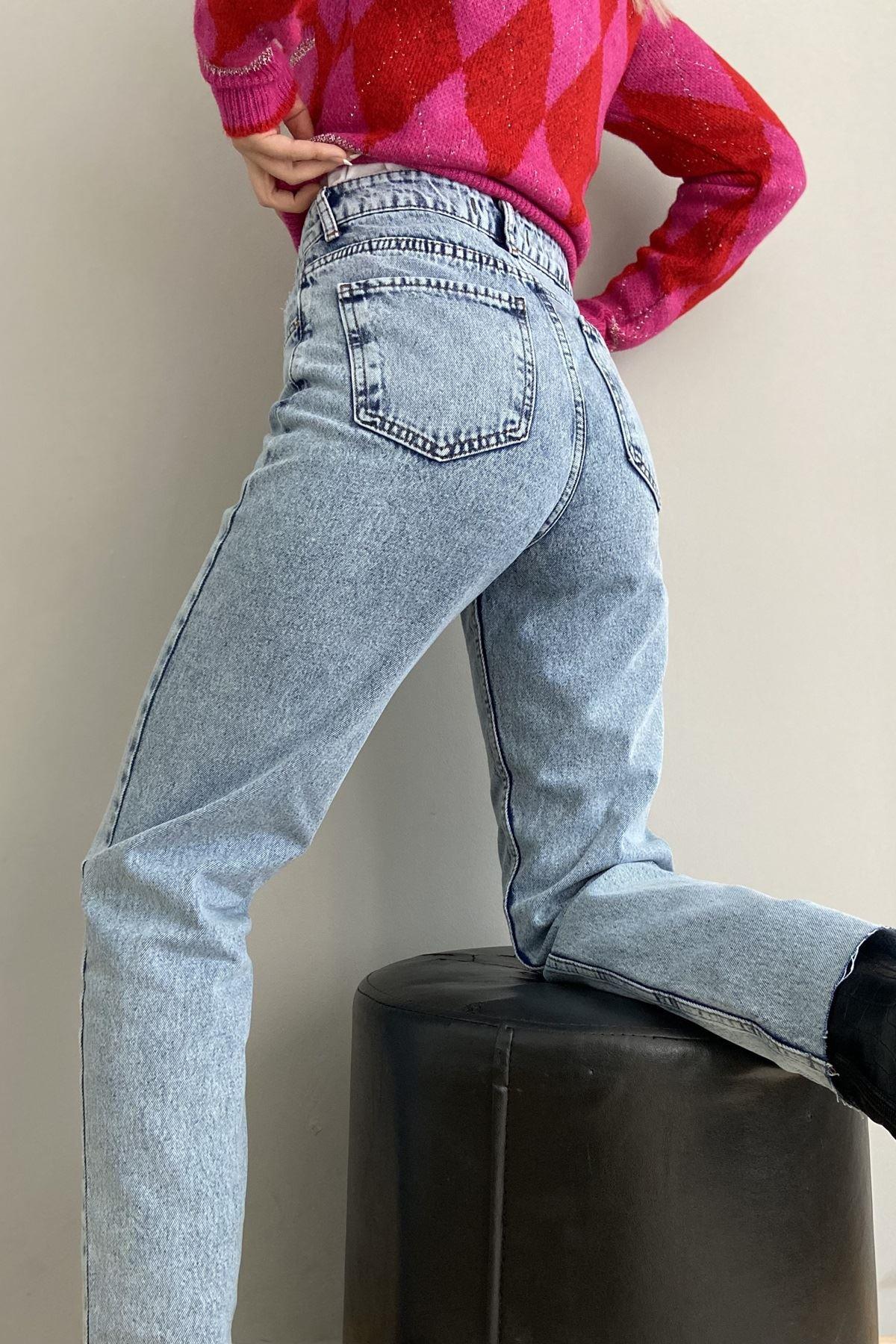 PAÇA KESİK MOM KOT PANTOLON