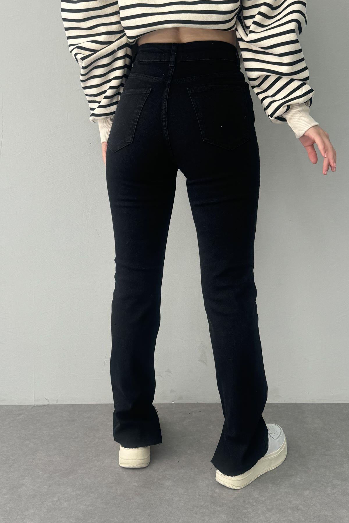 YAN YIRTMAÇLI LİKRALI PANTALON