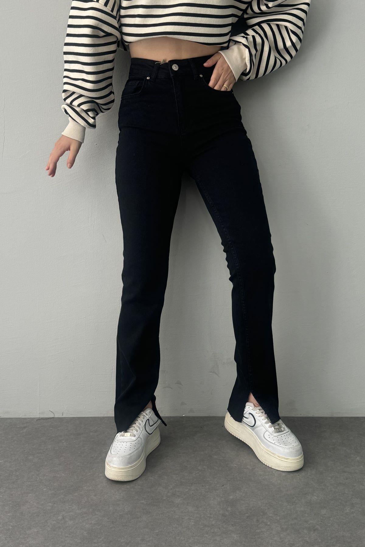 YAN YIRTMAÇLI LİKRALI PANTALON