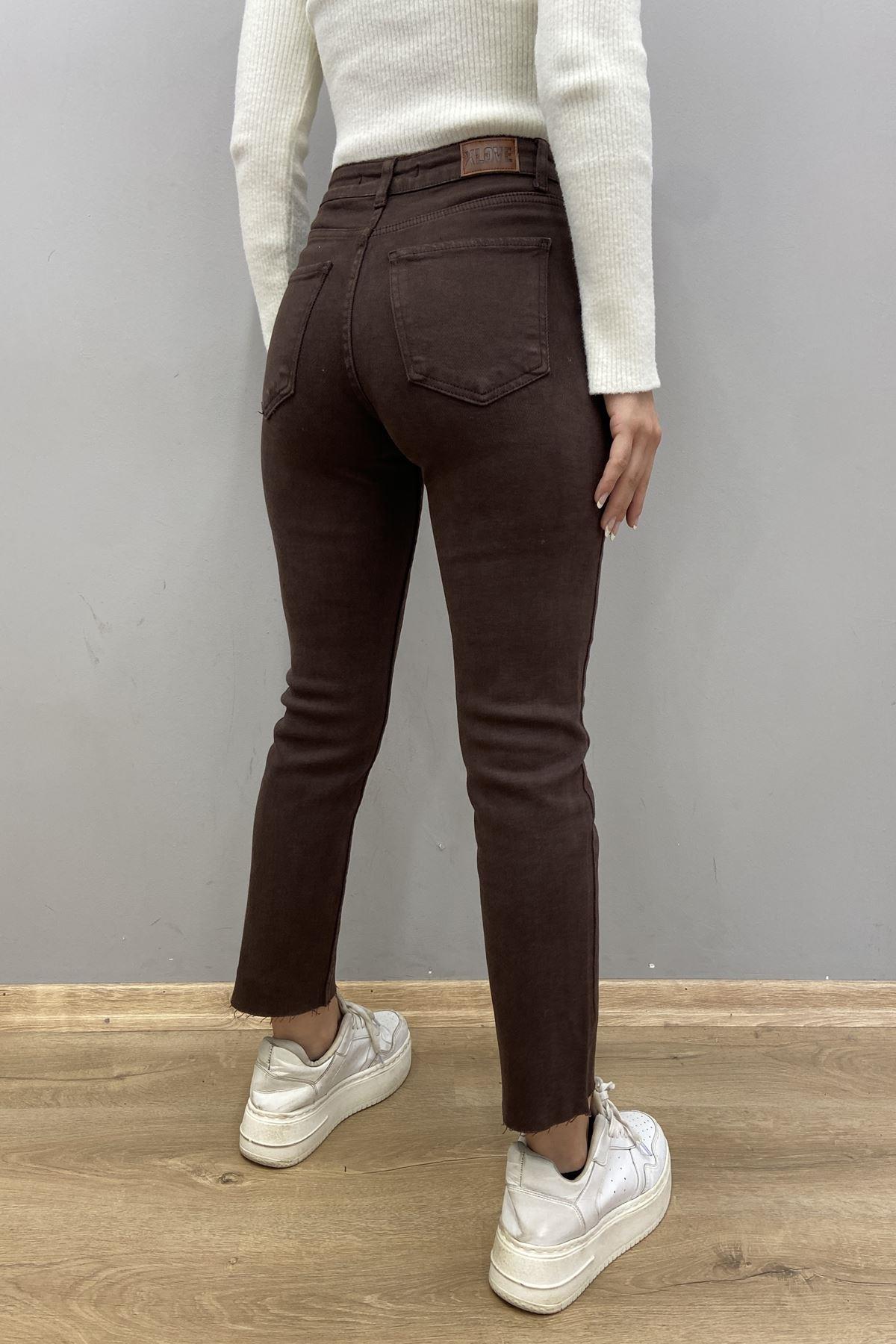 YÜKSEK BEL DİKİŞSİZ PAÇA MOM PANTOLON