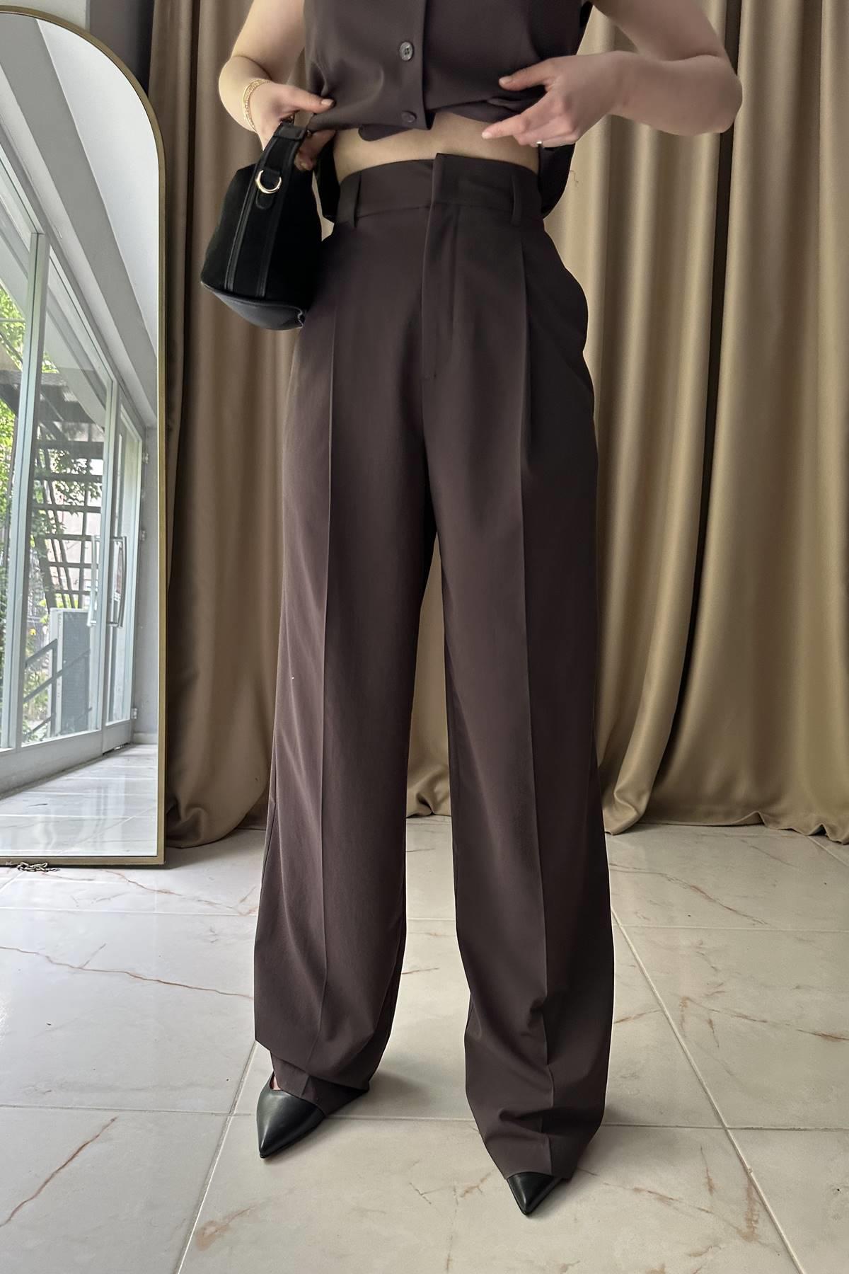 YÜKSEK BEL DÖKÜMLÜ PANTOLON