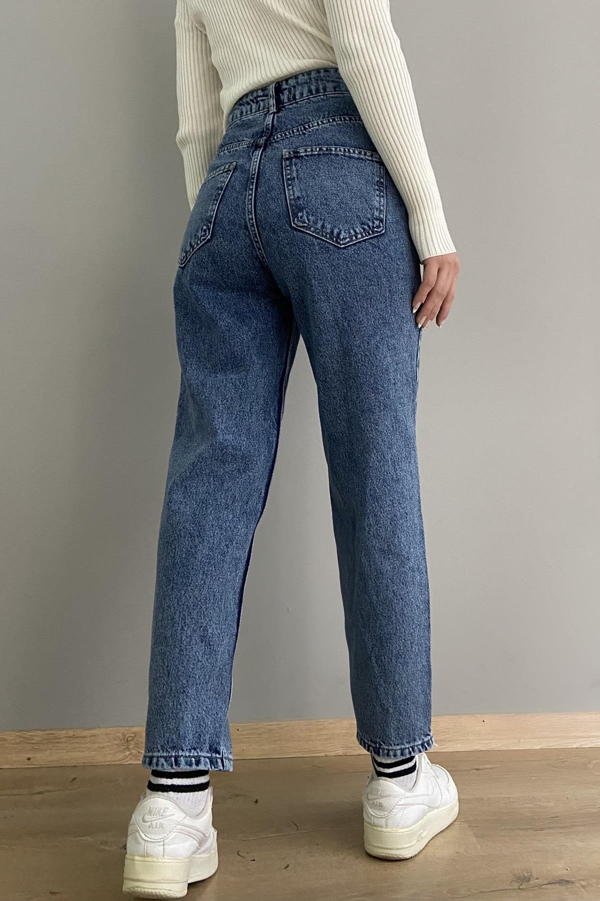 YÜKSEK BEL MOM PANTALON
