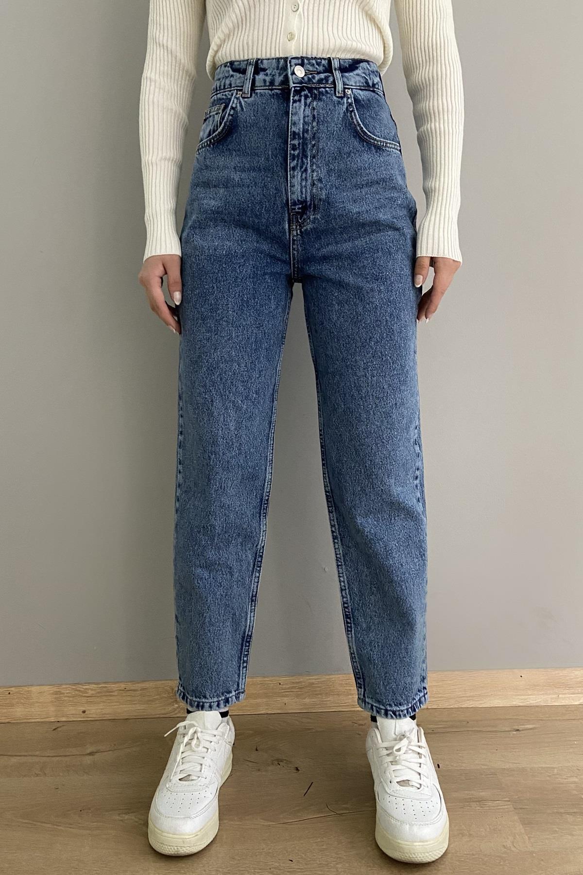 YÜKSEK BEL MOM PANTALON