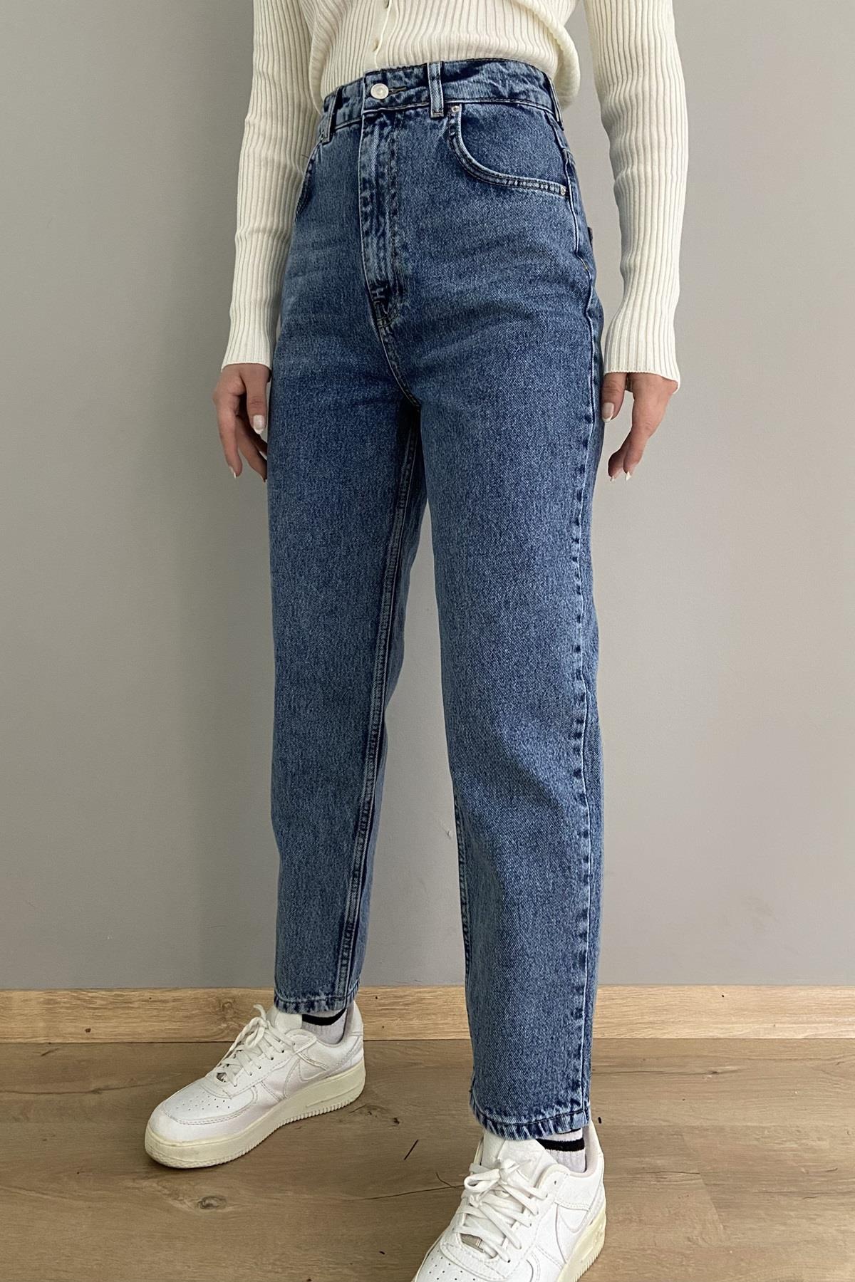 YÜKSEK BEL MOM PANTALON