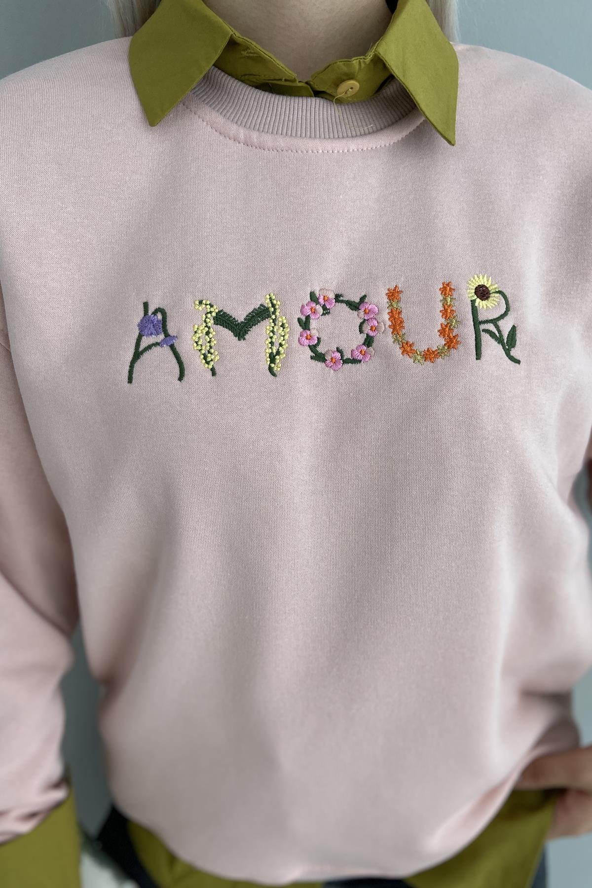 AMOUR NAKIŞLI SWEATSHIRT