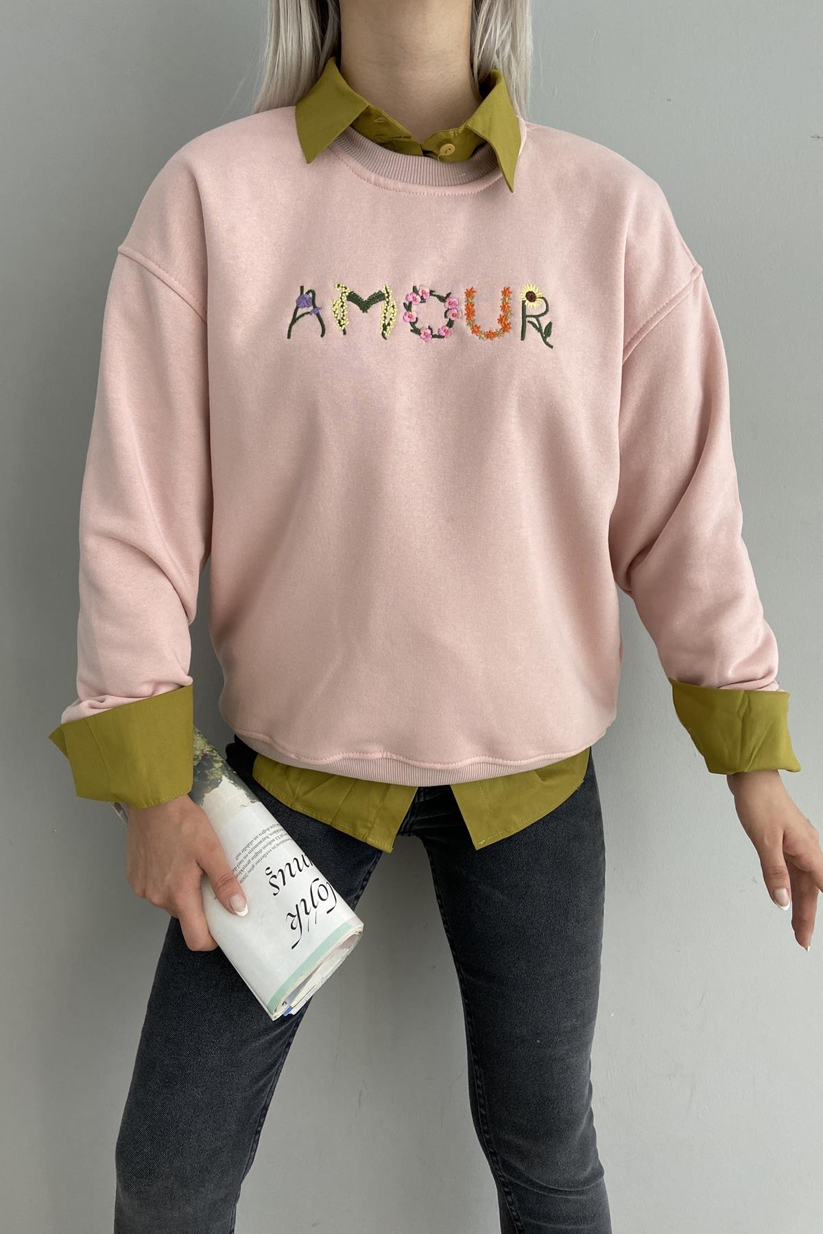 AMOUR NAKIŞLI SWEATSHIRT