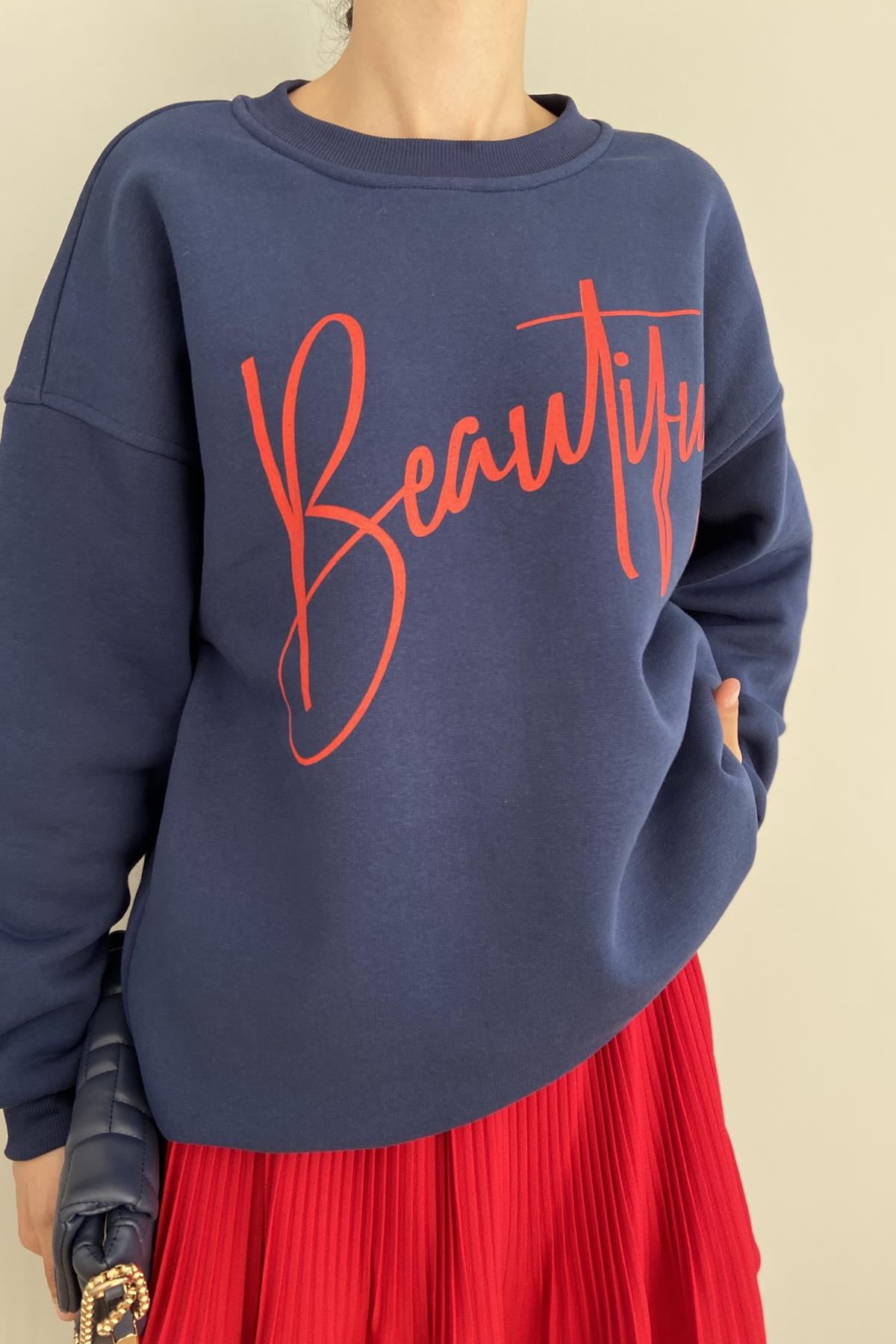 BASKI DETAY SWEATSHIRT