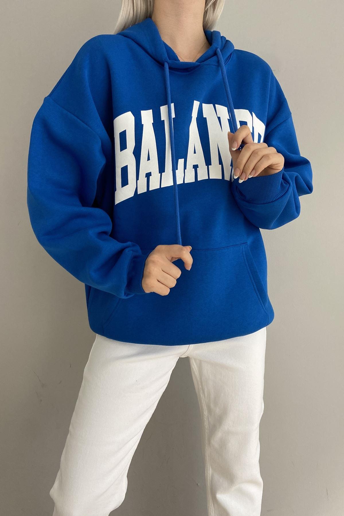 BASKI DETAYLI KAPŞONLU OVERSİZE SWEATSHIRT