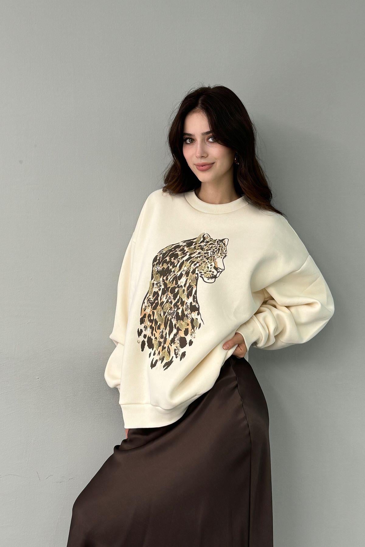 BASKI DETAYLI SWEATSHIRT