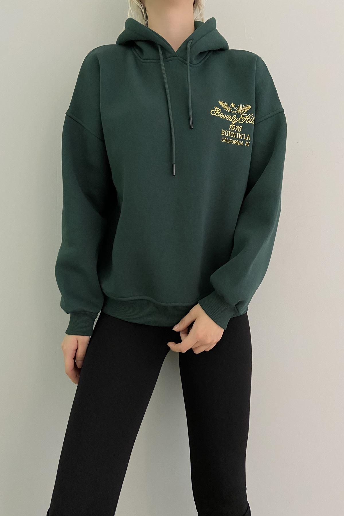 BEVERLY HILS NAKIŞLI KAPŞONLU SWEAT