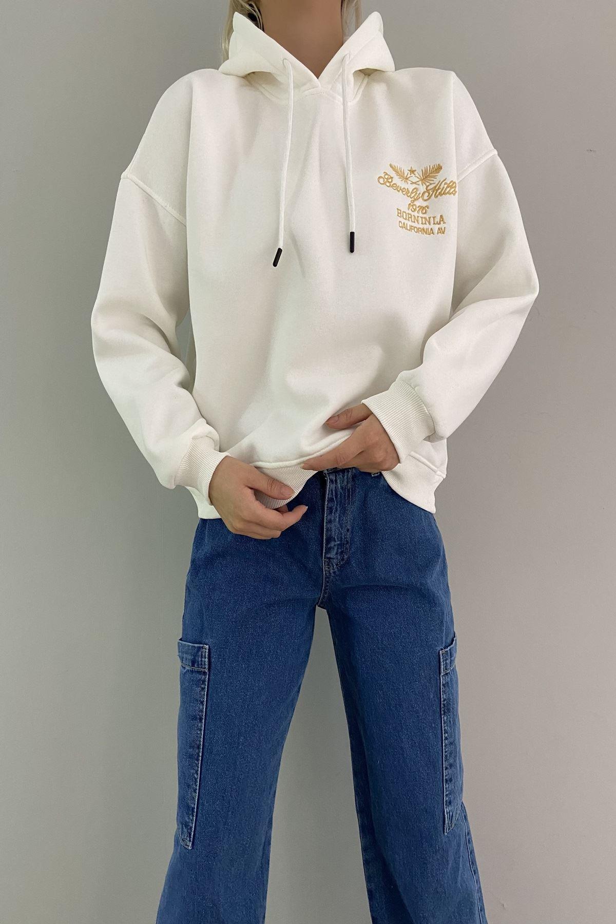 BEVERLY HILS NAKIŞLI KAPŞONLU SWEAT