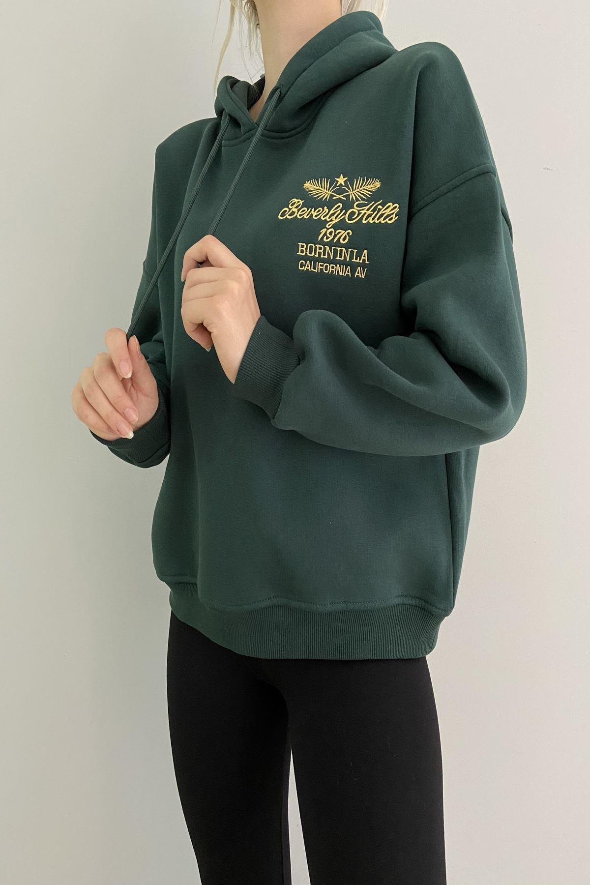BEVERLY HILS NAKIŞLI KAPŞONLU SWEAT