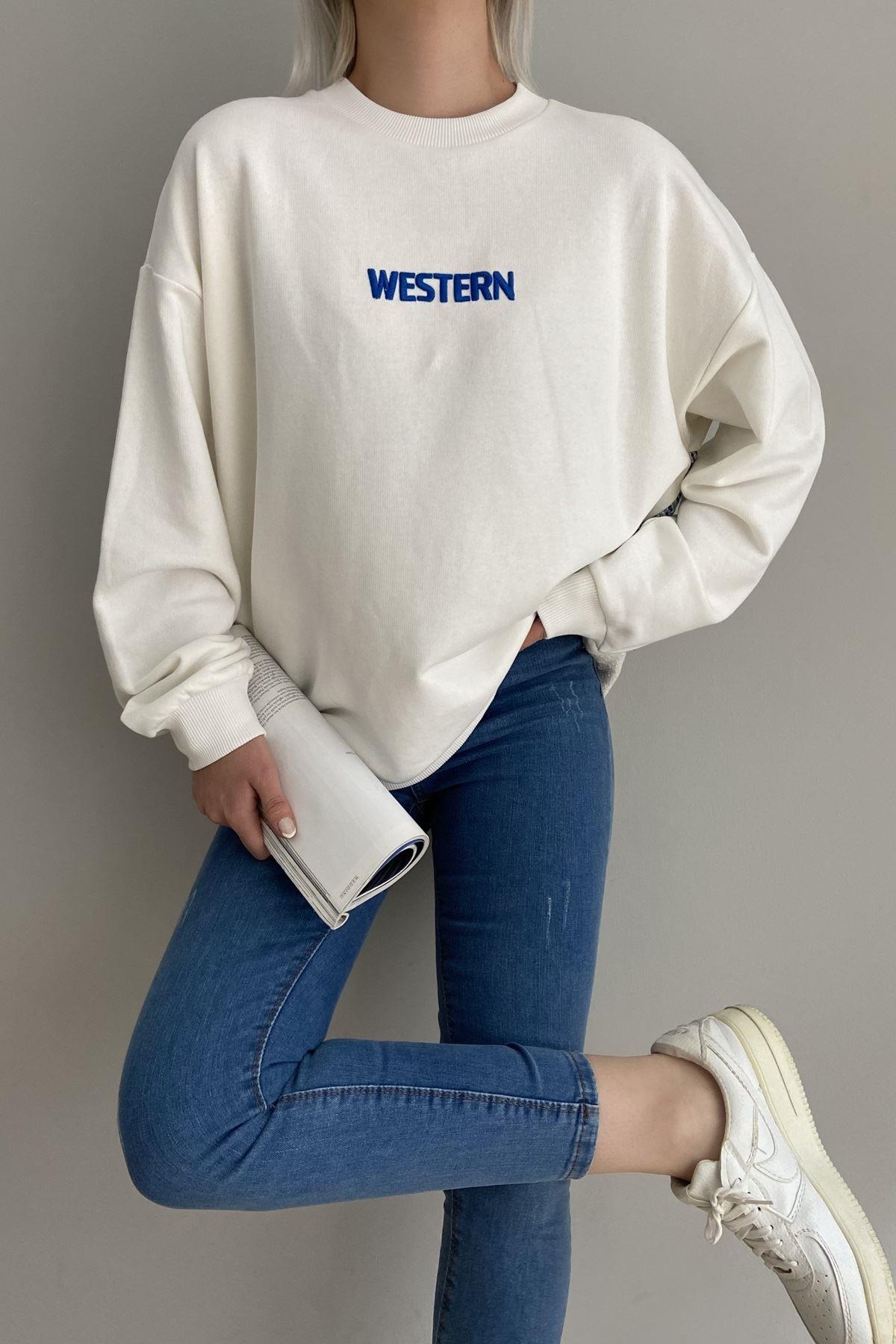 BİİSKLET YAKA NAKIŞLI SWEAT