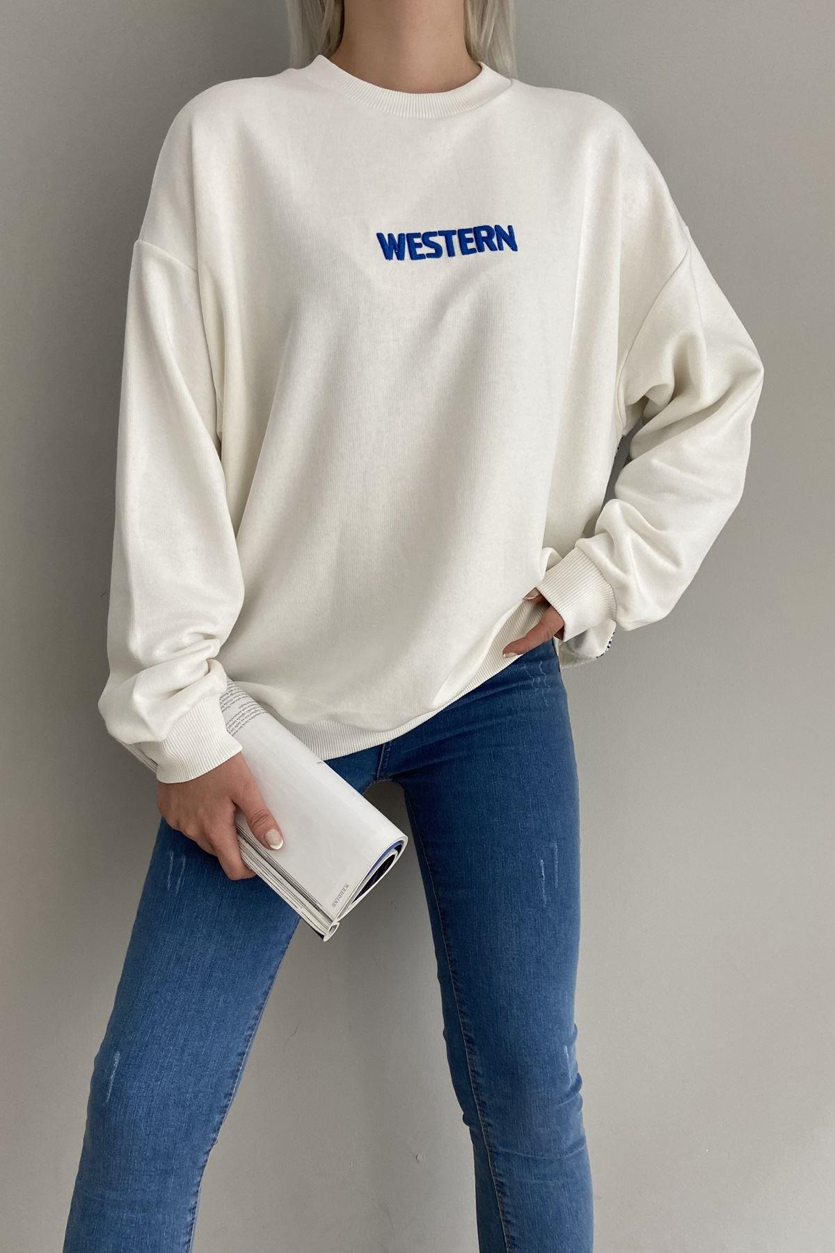 BİİSKLET YAKA NAKIŞLI SWEAT
