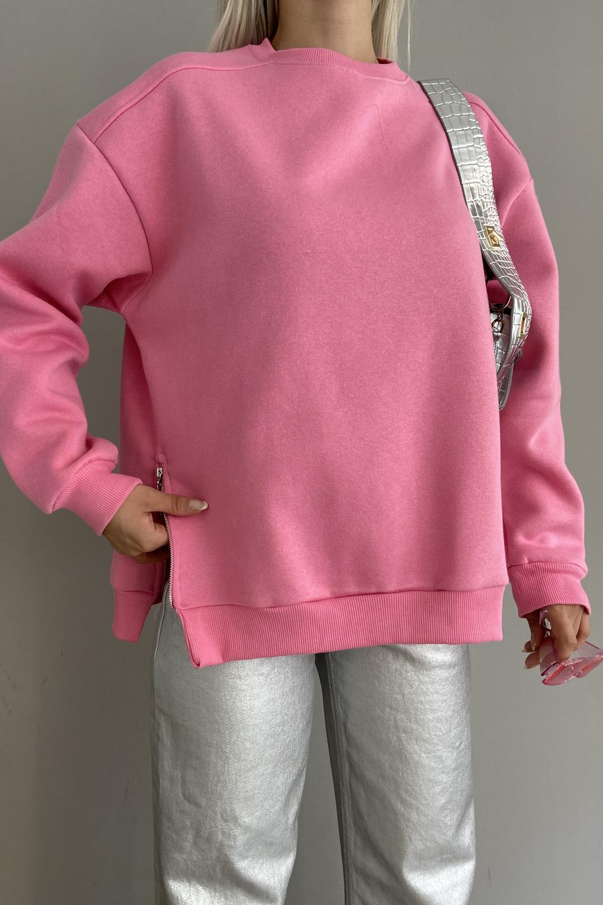 BİSİKLET YAKA FERMUAR DETAYLI SWEATSHIRT