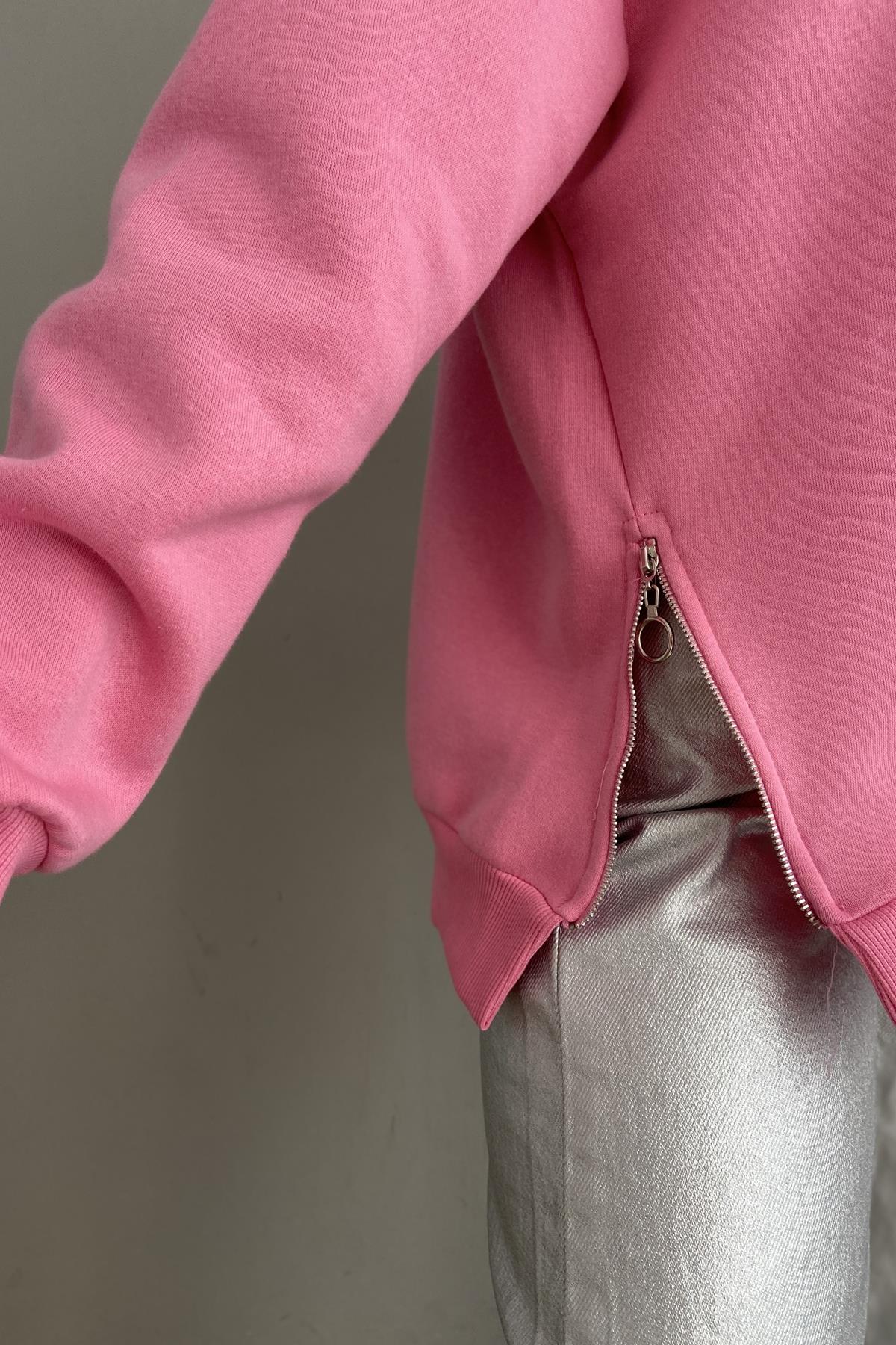 BİSİKLET YAKA FERMUAR DETAYLI SWEATSHIRT