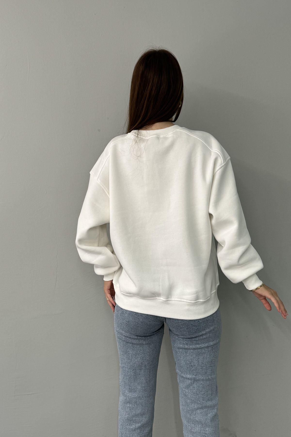 BİSİKLET YAKA OMUZ ROBALI SWEATSHIRT