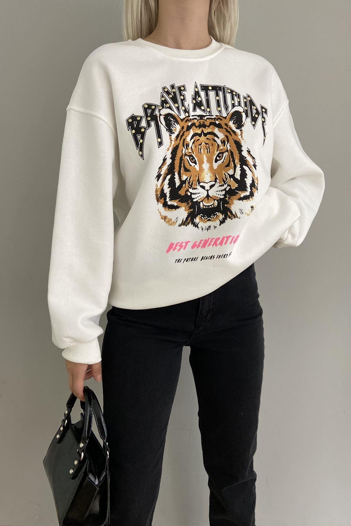 DROPLU KAPLAN BASKILI SWEATSHIRT
