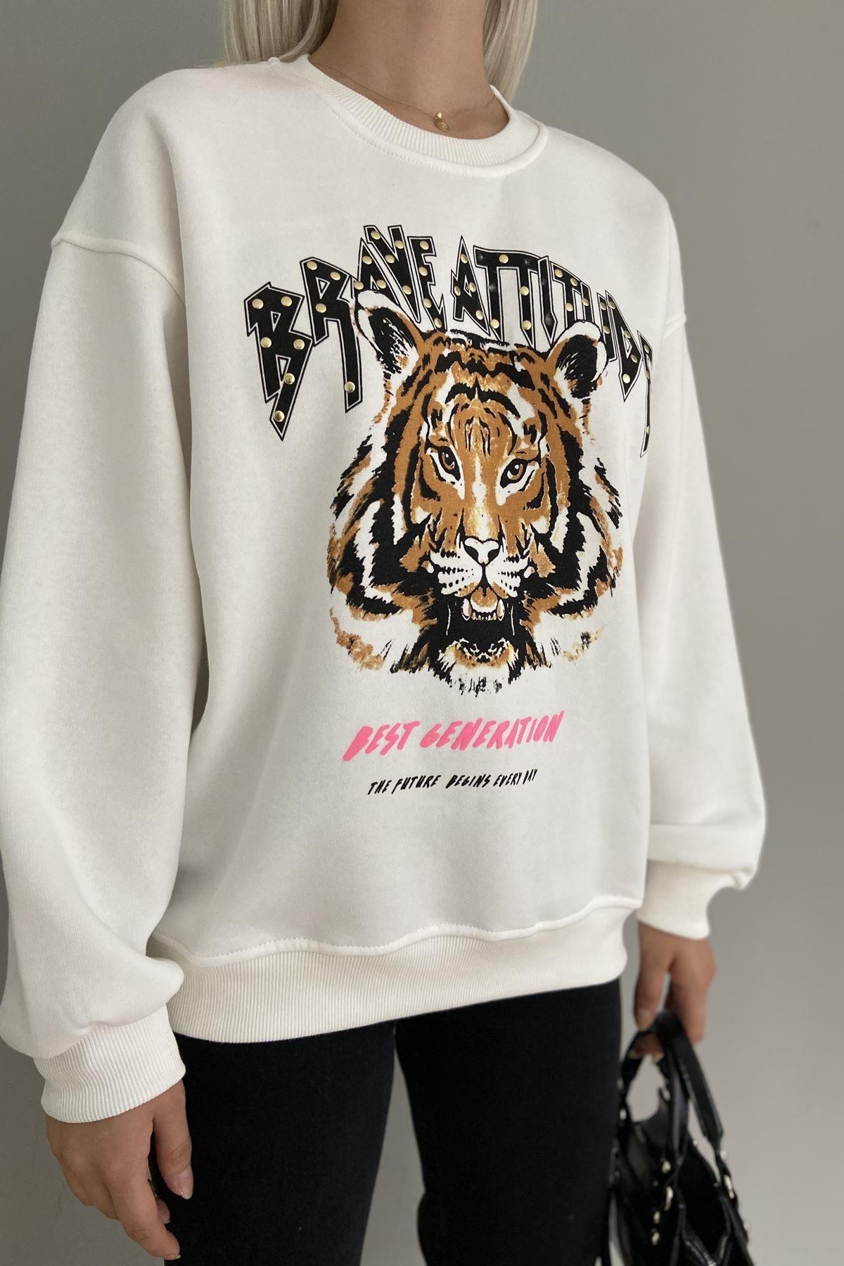 DROPLU KAPLAN BASKILI SWEATSHIRT
