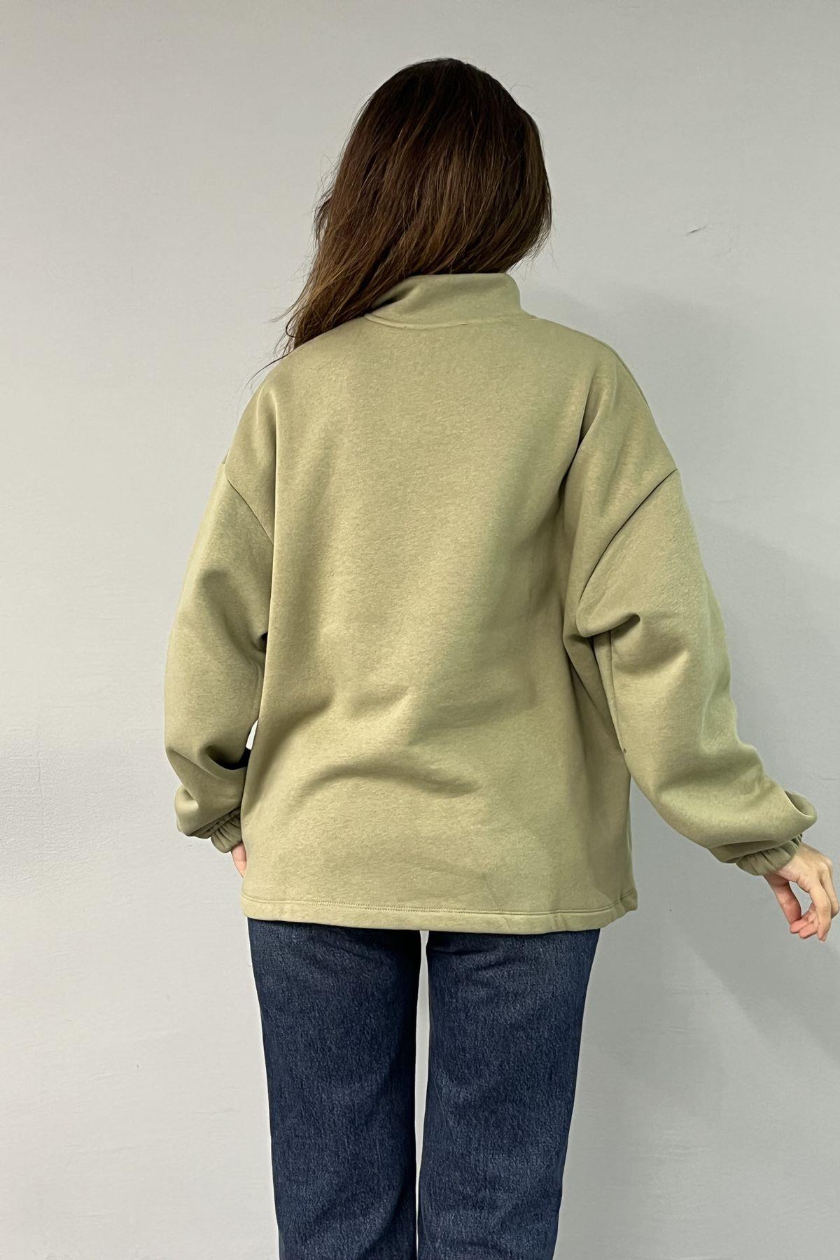 FERMUARLI NAKIŞLI DETAYLI SWEATSHIRT