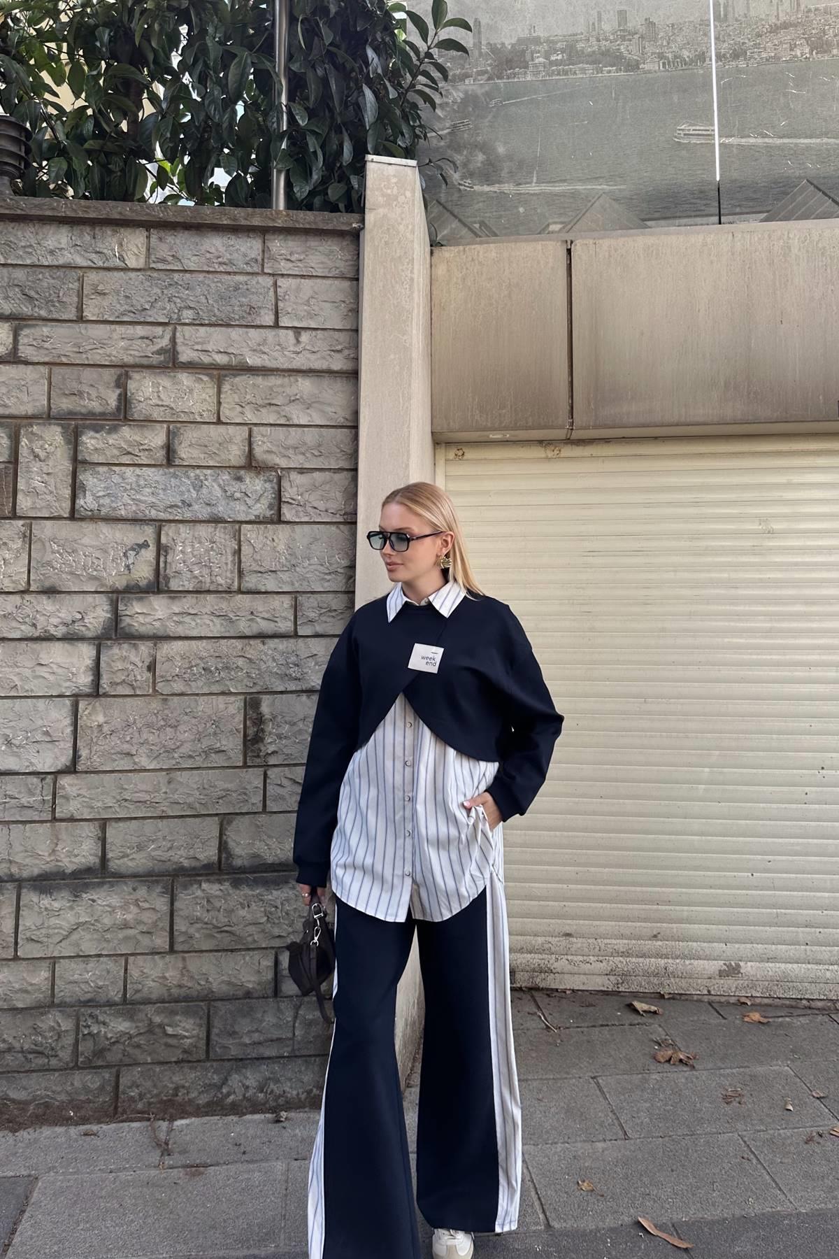 GÖMLEK DETAYLI SWEATSHIRT