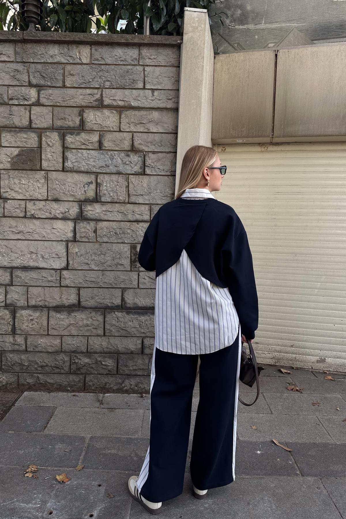 GÖMLEK DETAYLI SWEATSHIRT