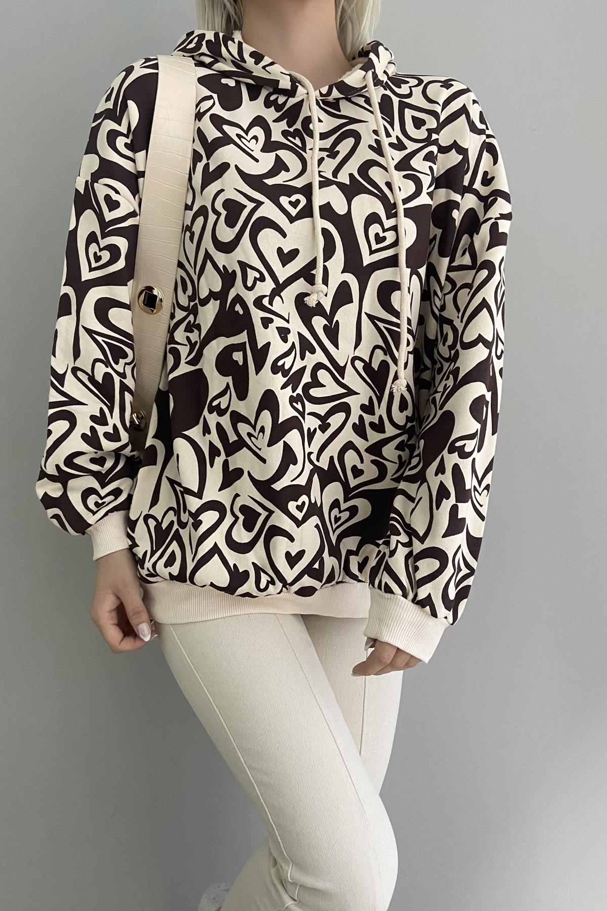 KAPŞONLU DESENLİ SWEAT