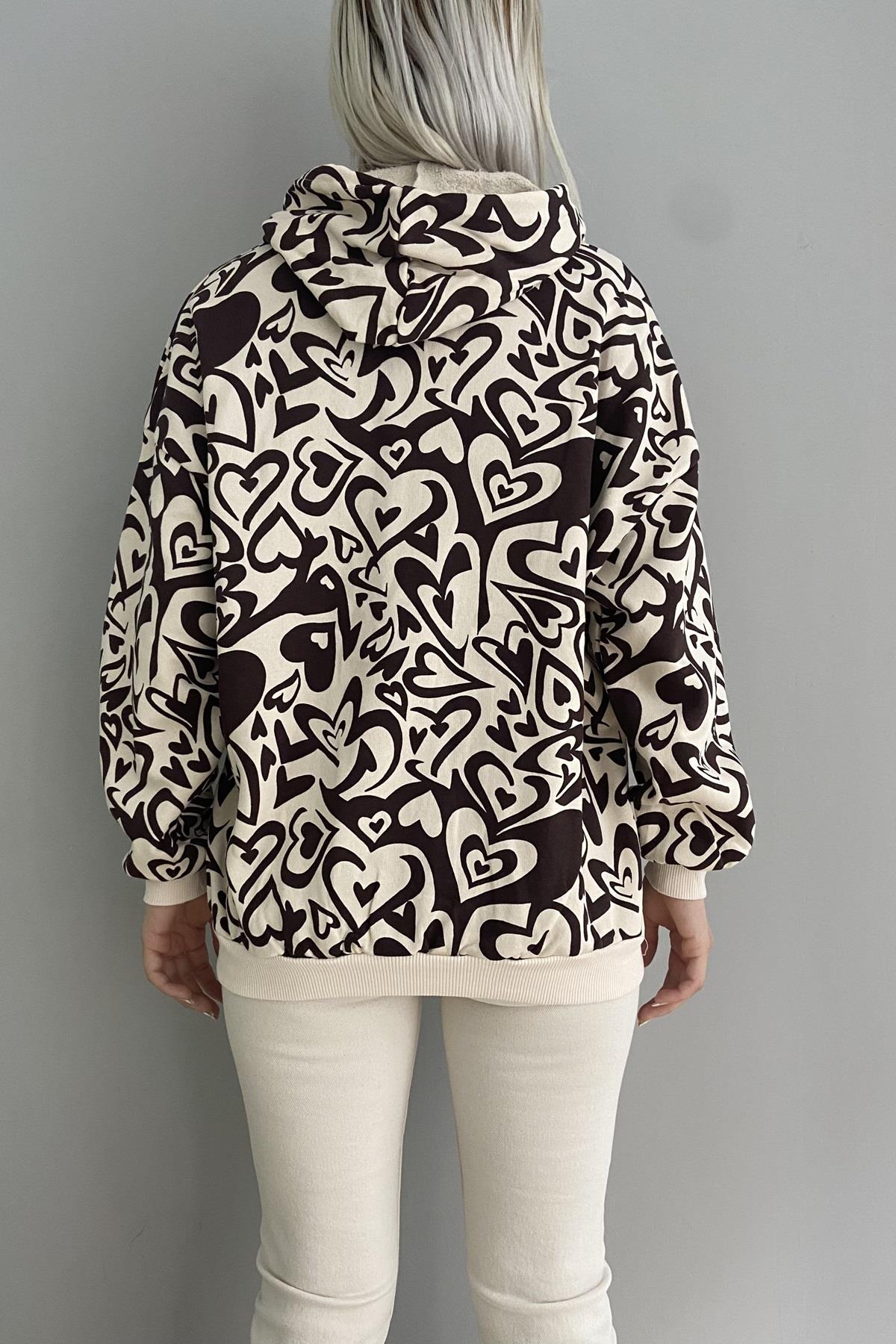 KAPŞONLU DESENLİ SWEAT