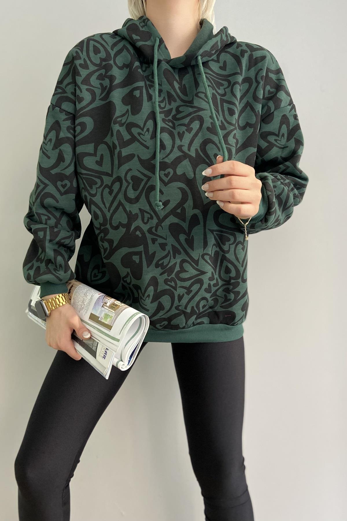 KAPŞONLU DESENLİ SWEAT