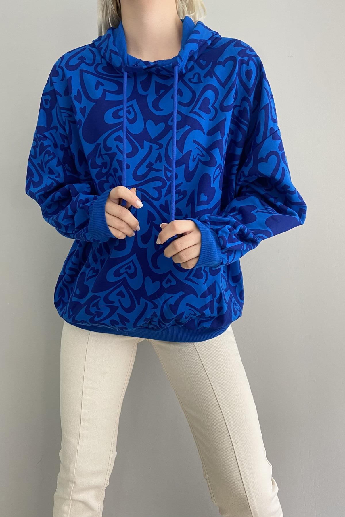 KAPŞONLU DESENLİ SWEAT
