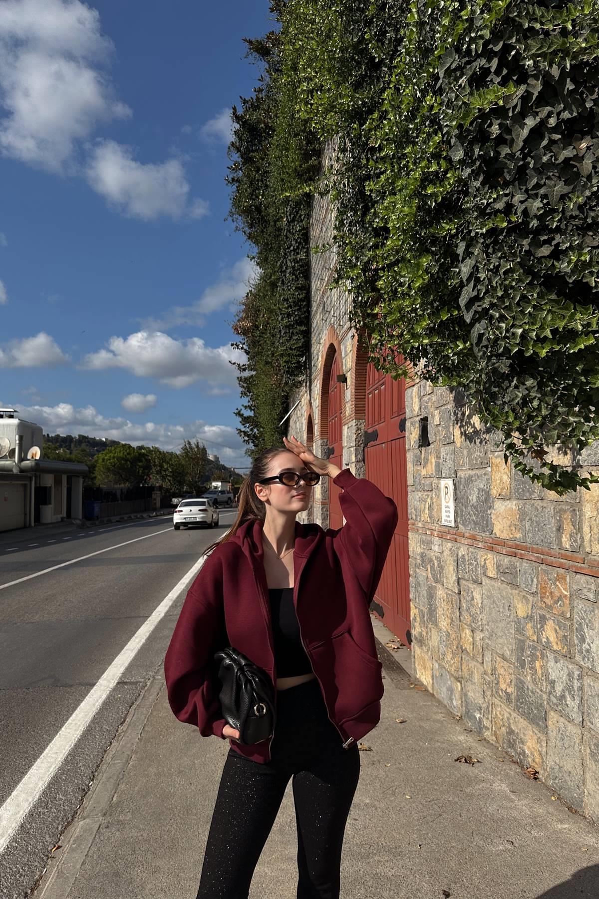 KAPŞONLU FERMUAR DETAY SWEATSHIRT