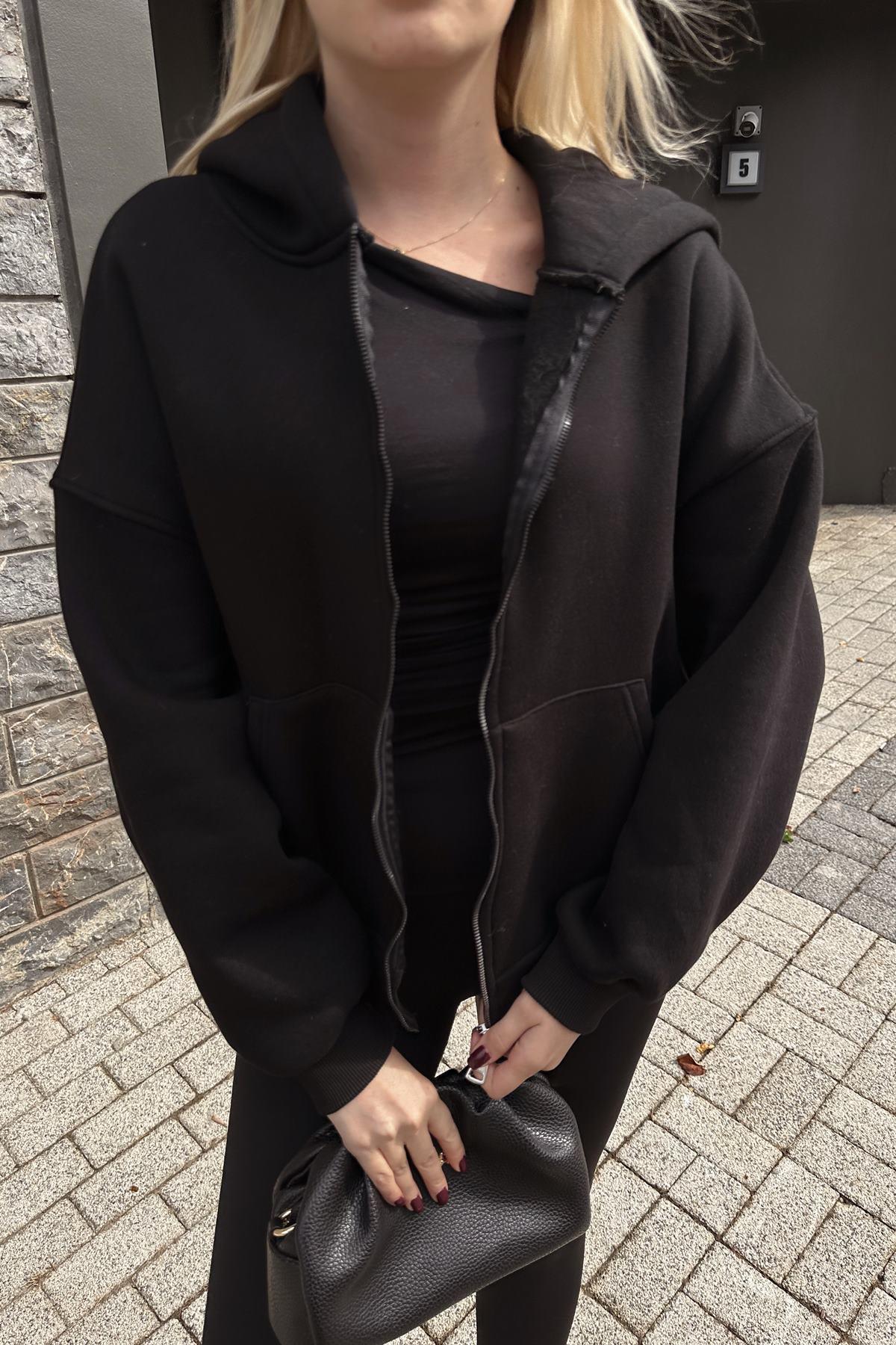 KAPŞONLU FERMUAR DETAY SWEATSHIRT