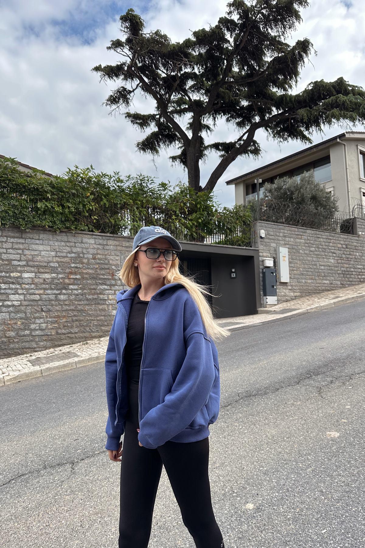 KAPŞONLU FERMUAR DETAY SWEATSHIRT