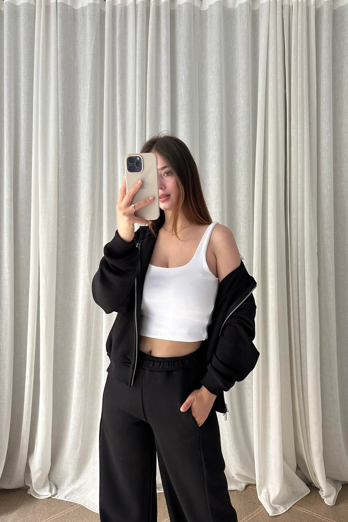 KAPŞONLU FERMUARLI SWEATSHIRT