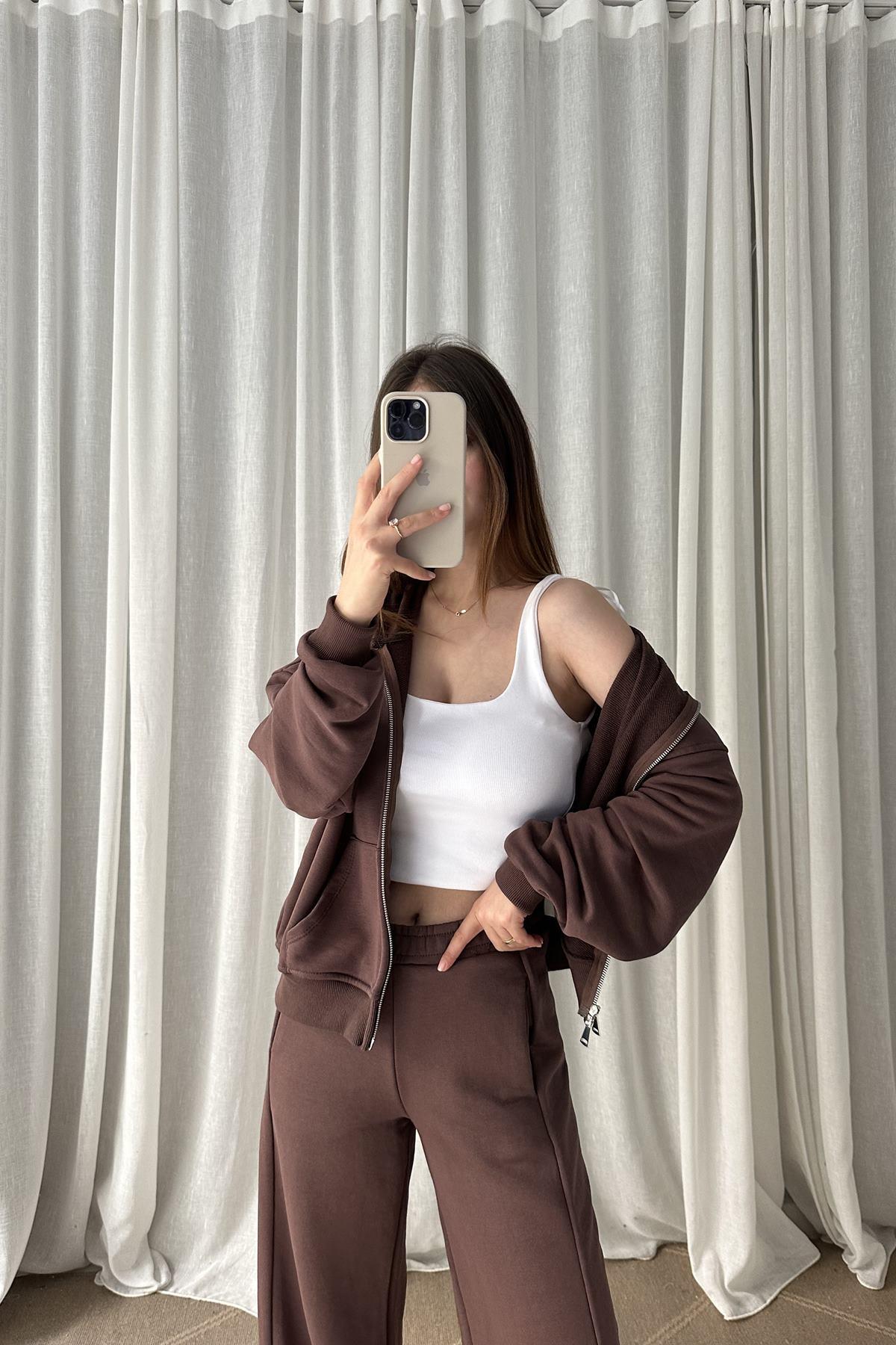 KAPŞONLU FERMUARLI SWEATSHIRT