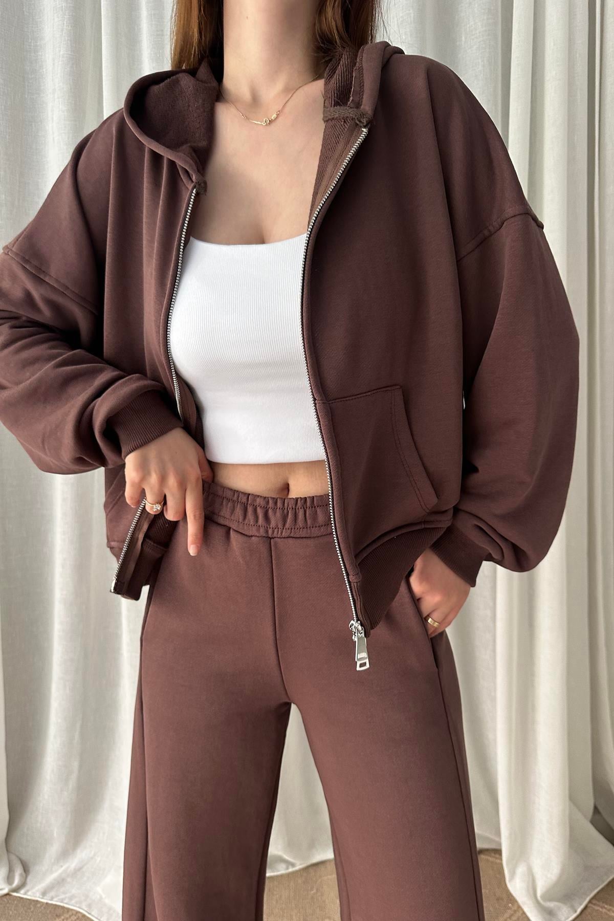 KAPŞONLU FERMUARLI SWEATSHIRT