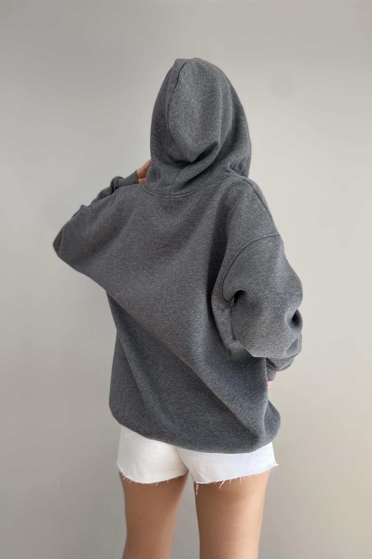 KAPŞONLU FERMUARLU SWEATSHIRT