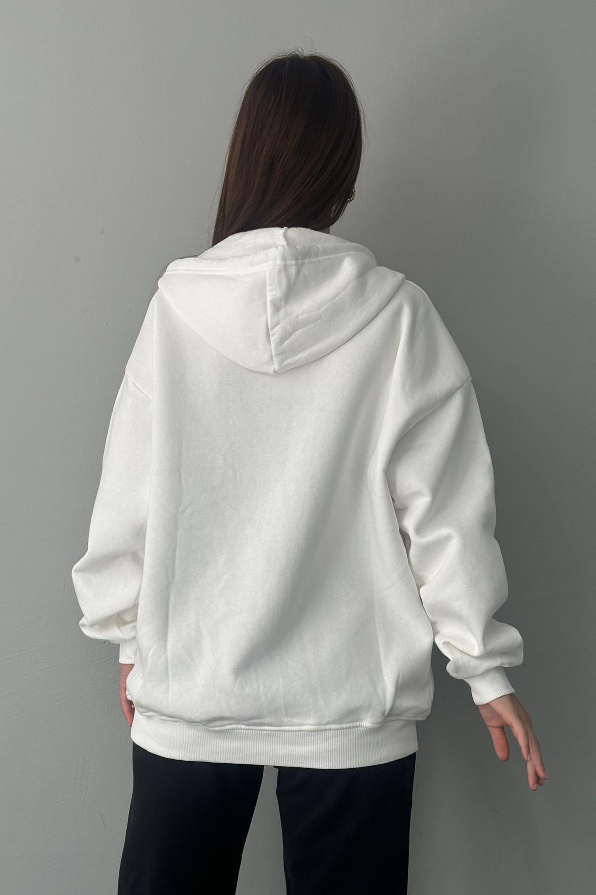 KAPŞONLU OVERSİZE FERMUARLI  SWEAT