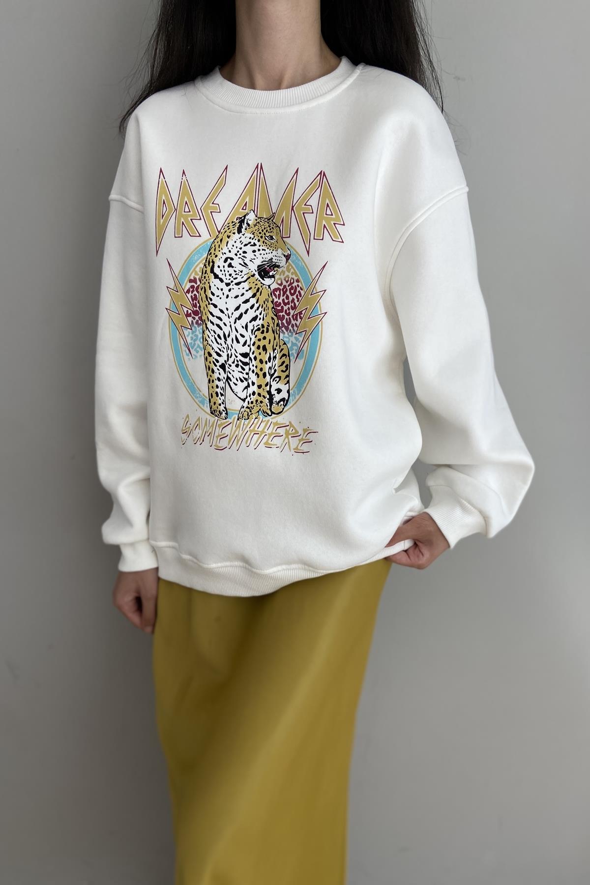 LEOPAR BASKILI SWEATSHIRT