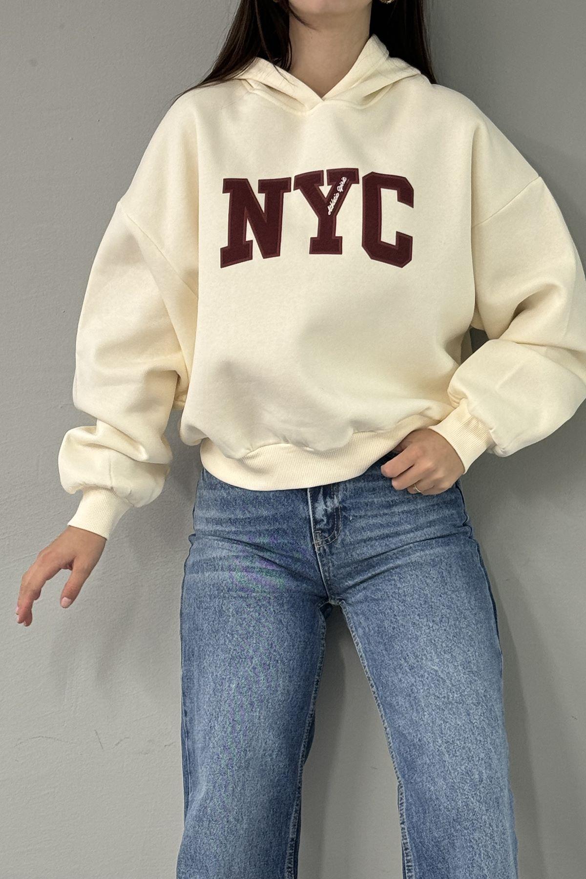 NAKIŞ DETAY KAPŞONLU SWEATSHIRT