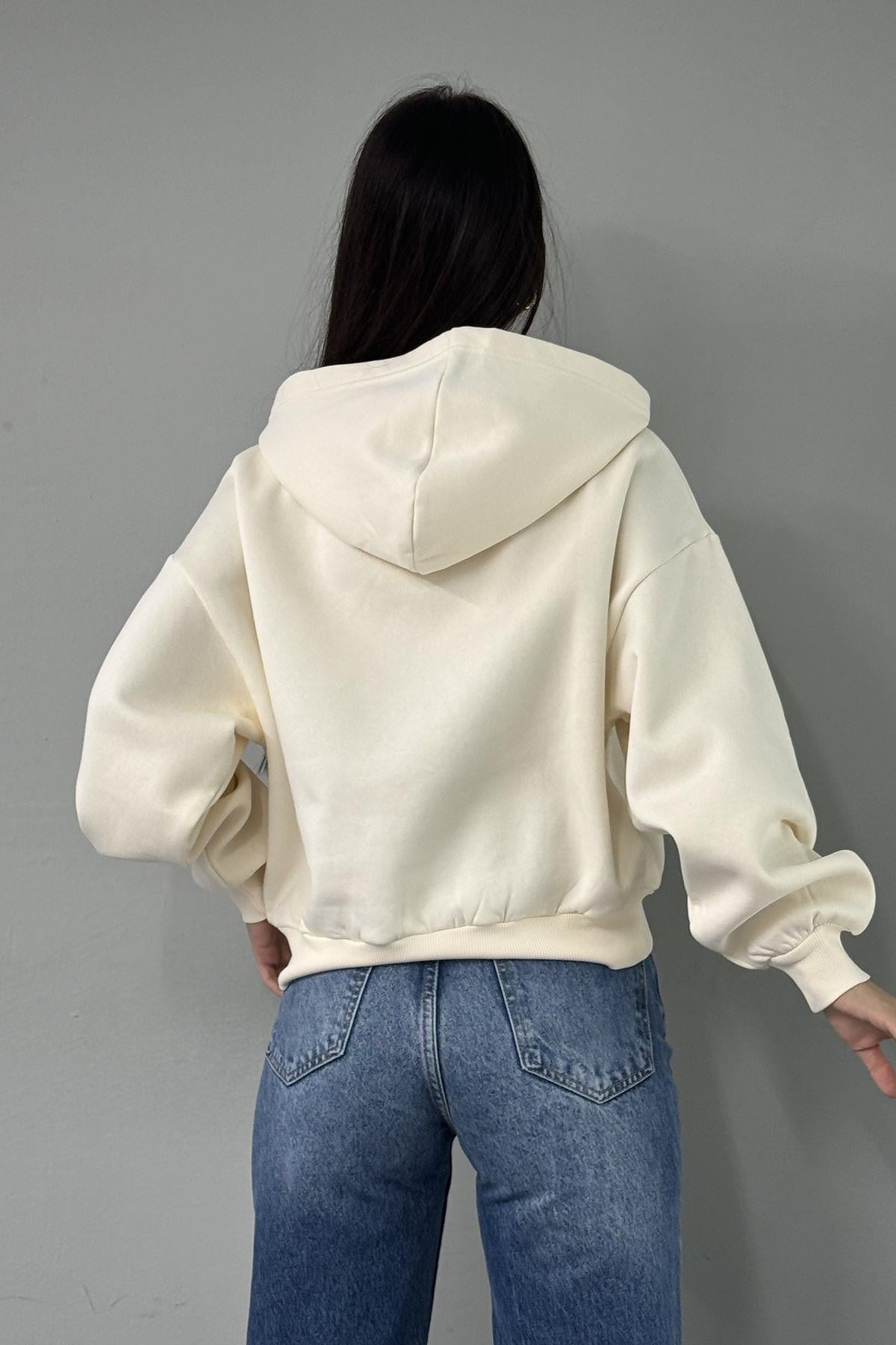 NAKIŞ DETAY KAPŞONLU SWEATSHIRT