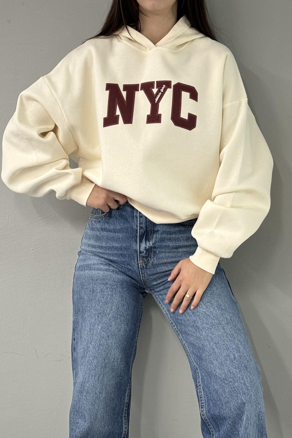 NAKIŞ DETAY KAPŞONLU SWEATSHIRT