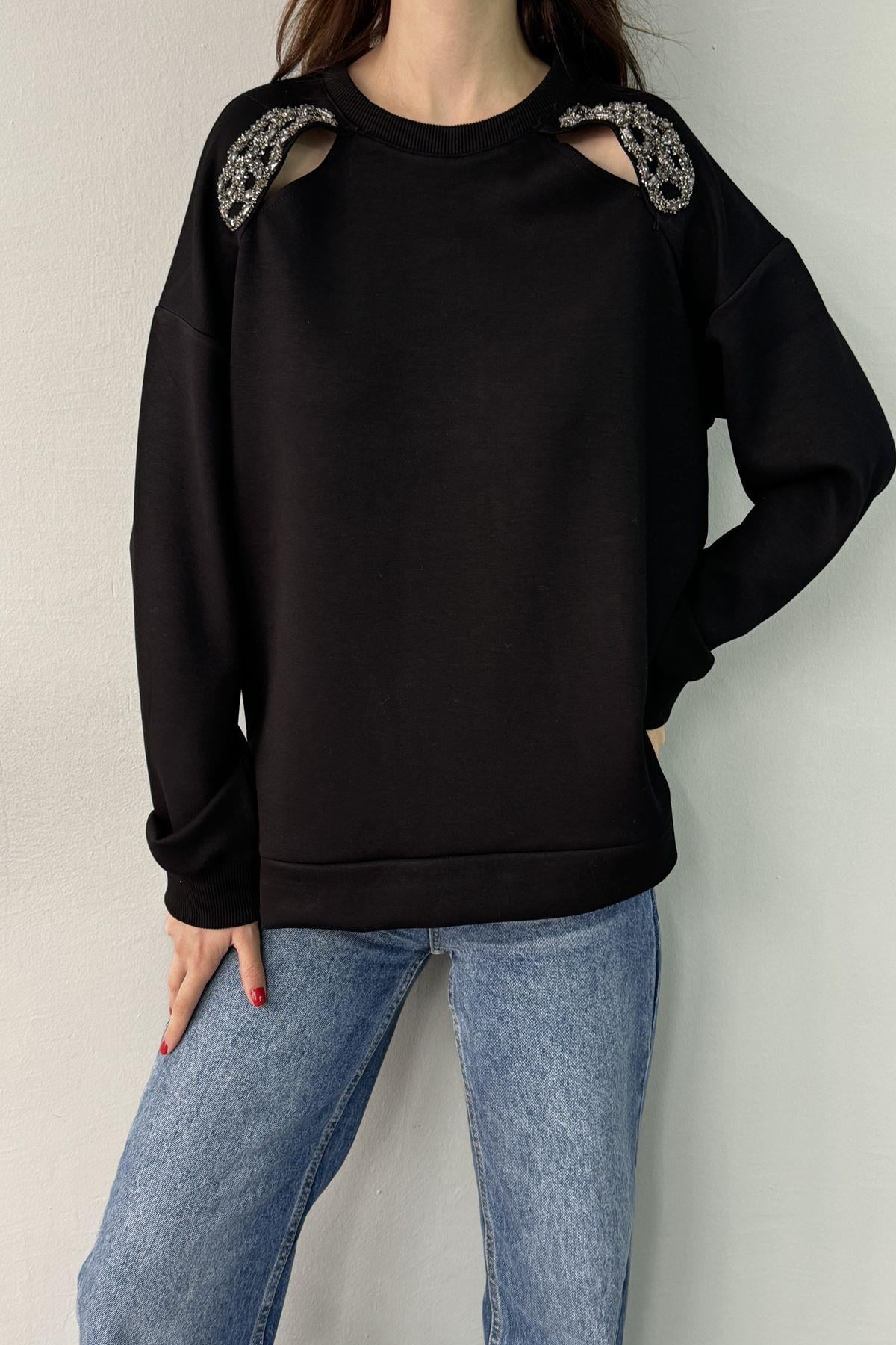 OMUZ AKSESUAR DETAYLI SWEATSHIRT