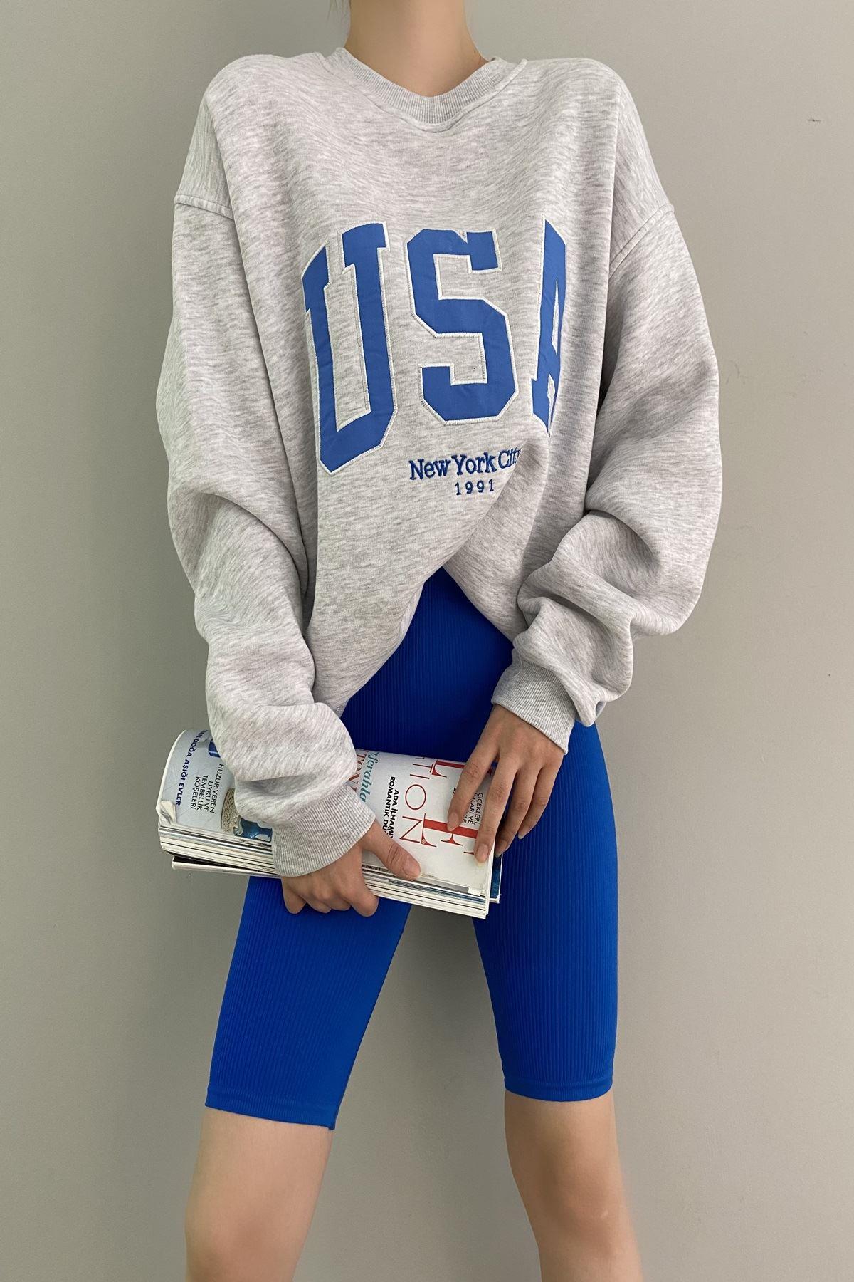 ÖNÜ USA NAKIŞLI OVERSİZE SWEAT
